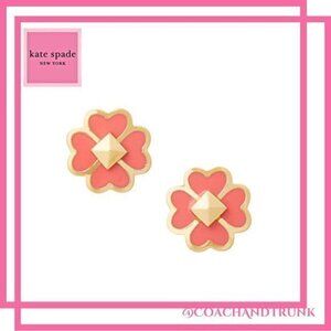 KATE SPADE Peach Nectar Spades & Studs Earrings With Pink Dust Bag